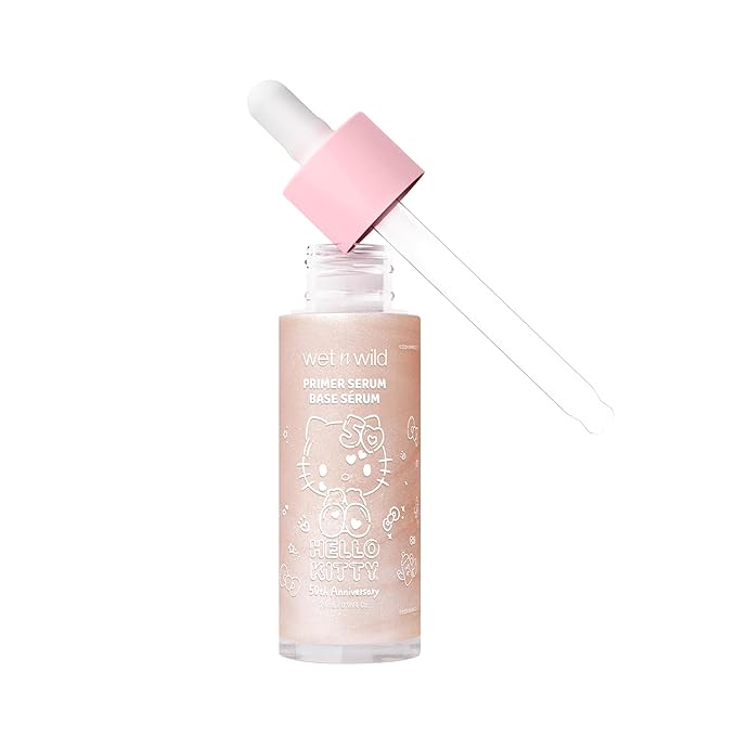 wet n wild Hello Kitty Primer Serum, Infused Vitamin E & Diamond Powder for Long-Lasting Hydration, Warm Apple Pie Lightly Scented, Cruelty-Free & Vegan