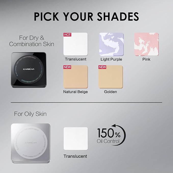 Waterproof Face Pressed Powder Compact, 24H Longlasting Oil Control Pressed Setting Powder Talc-Free Makeup, Shine Free, Poreless, Smooth, 01 Golden for dry&com skin (0.28Oz)