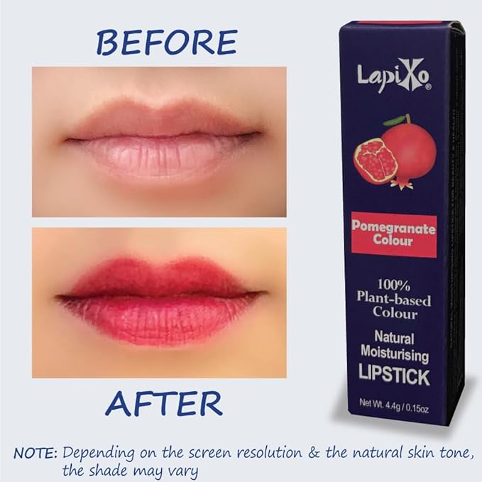 100% Plant-based Color Lipstick, Unique Formula, Natural + Moisturizing | Non-Toxic, All Food Ingredients, Antioxidant-rich, Natural Matte Vibrant Color, 4.4g/0.15oz (Pomegranate color)