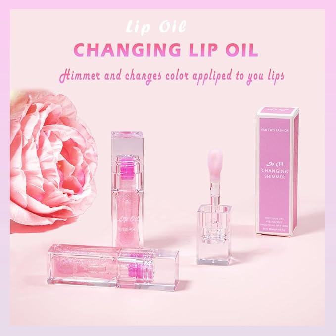 Magic Color Changing Lip Oil Lip Stain, Moisturizing Color Changing Lip Gloss, Nourishing Repairing Lip Glow Oil Non-Sticky Primer Lip Tint Fresh Clear Lip Care,1 PC