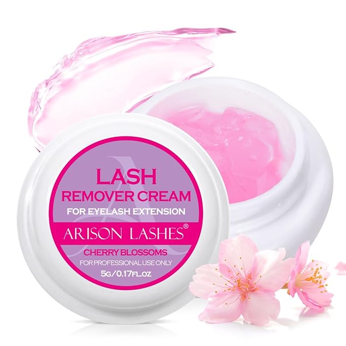 ARISON LASHES Lash Remover For Eyelash Extension Cream Remover Low Irritation Cream Remover for Sensitive Skin Fast Dissolution Professional Eyelash Extensions Salon Use(Cherry Blossoms)