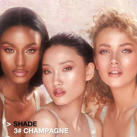 Pearl Pink Shimmer Glitter Highlighter Makeup Contour Powder, Silver Glitter Face Illuminator (03#, rectangle)