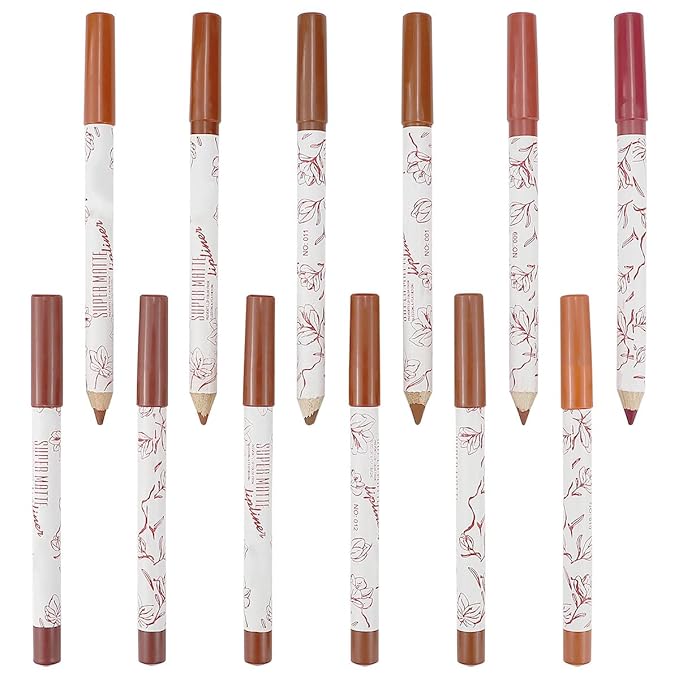 12 Colors Matte Lip Liner Lipliner Pencil Velvet Lip Liner Slim Lip Pencil Smooth Lipsticks Waterproof Long Lasting Lip Liner Makeup Supplies Lip plumper Cosmetic Set