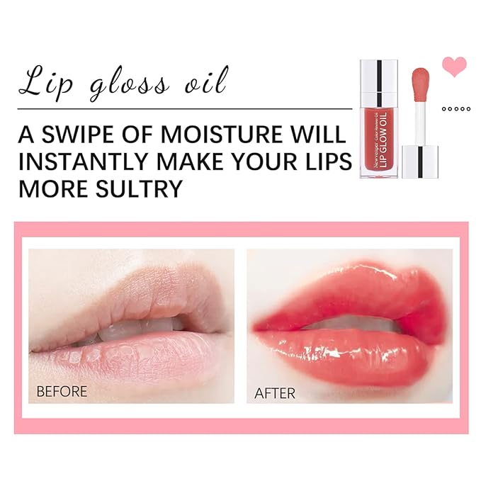 Hydrating Lip Glow Oil Long Lasting Plumping Lip Gloss Transparent Toot Lip Balm Moisturizing Lip Oil Repairing Lip Lines and Prevents Dry Cracked for Lip Care and Dry Lips ROSEWOOD
