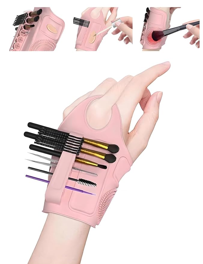 Silicone Makeup Mixing Palette – Multifunctional Tool for Foundation, Eyeshadow, Eyelash & Nail Art, Reusable Brush Cleaner (Pink)