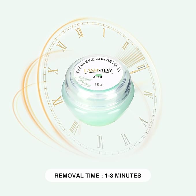 LASHVIEW Eyelash Extension Remover Cream, Eyelash Adhesive Remover, Professional Eyelash Extensions Remover for Salon(ALOE 0.51fl.oz/15ml)