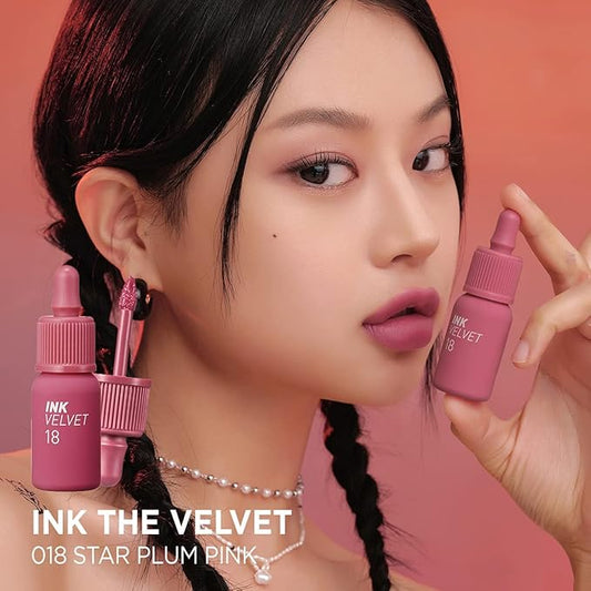 Peripera Ink the Velvet Lip Tint - High Pigment Color, Longwear, Weightless, Not Animal Tested, Gluten-Free, Paraben-Free (018 STAR PLUM PINK (NEW))