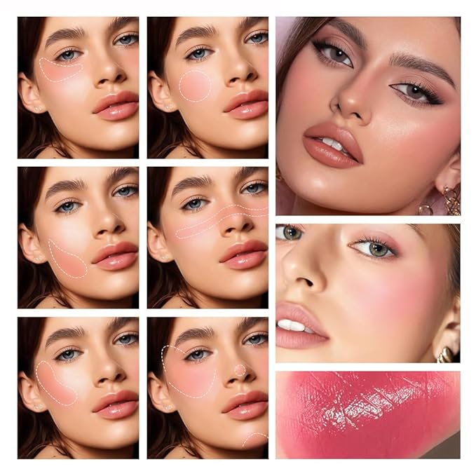 Multi-Use Makeup Blush Stick for Cheeks, Cream Blush Wand, Tinted Solid Moisturizer Stick for Cheek Eyes Lip Tint, Natural Nude Makeup, shypink