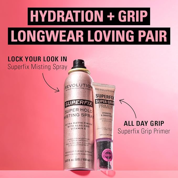 Revolution, Superfix Grip Primer, Hydrating & Smoothing Face Primer for Makeup, Gel-Formula to Grip Look, Vegan & Cruelty-Free, 0.81 fl oz