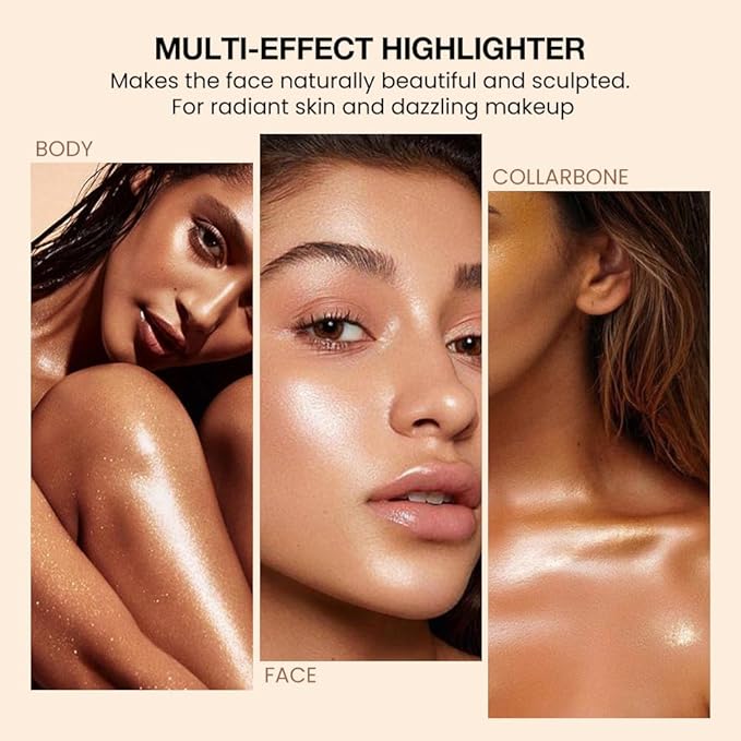 Pearl Pink Shimmer Glitter Highlighter Makeup Contour Powder, Silver Glitter Face Illuminator (03#, rectangle)
