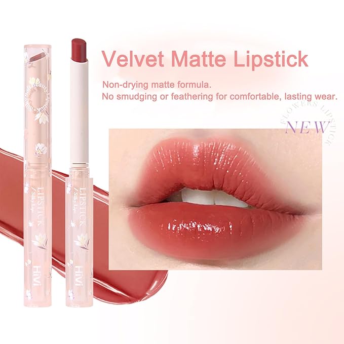 KWOLYKIM 2 Colors Jelly Lipstick & Matte Lipstick, Heart shaped Lip Stain Love Tinted Lip Balm and Velvet Creamy Lip Glaze Hydrating Long lasting Glossy Moisturizing Plumping Lip Makeup