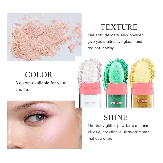 Green Glitter Powder for St Patricks Day, Face Glitters Holographic Sparkling Neon Outfit Party Decorations Festival Highlighter Makeup. (04# Green)