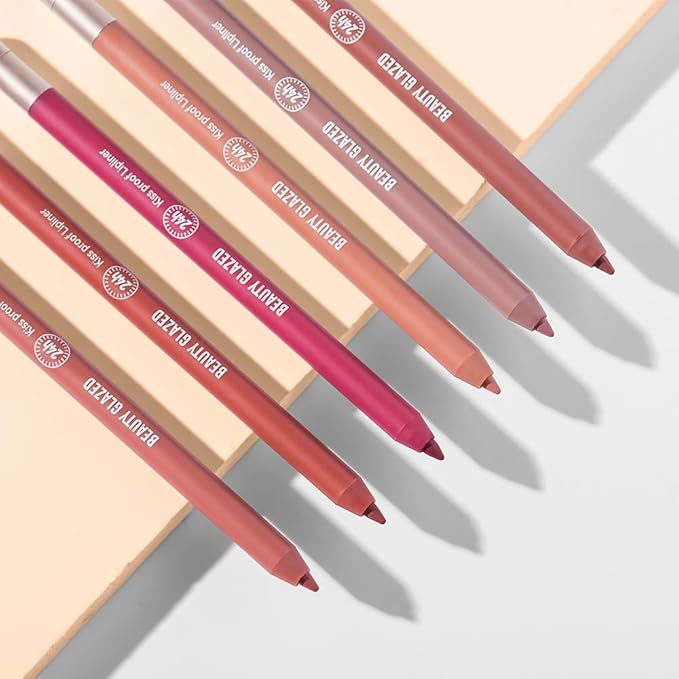 Ultra Fine Lip Liner Non-Stick Cup Not Fade Waterproof Velvety Nude Long-lasting Comestic Tool,Assorted Colors High Pigmented Matte Smooth Soft Pencils Natural Lip Makeup Lip Liners