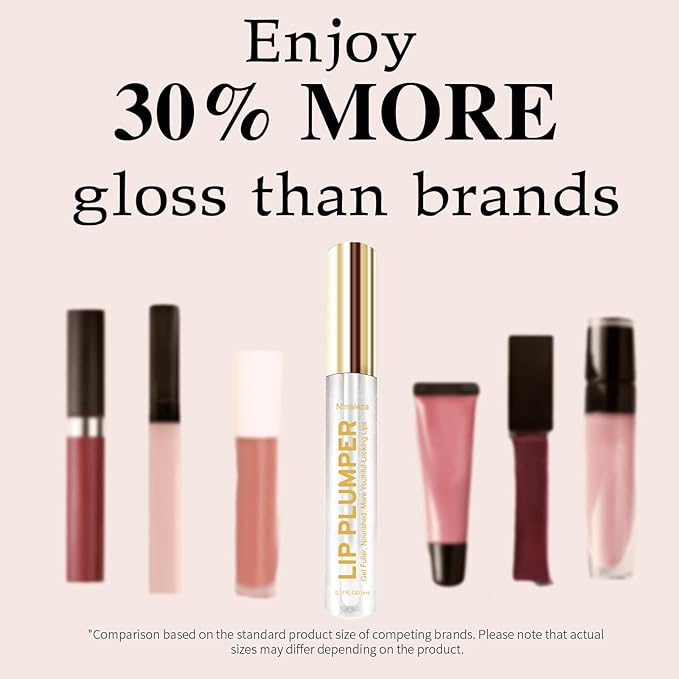 Lip Plumper Gloss, Clear Plumping Lip Gloss for Visibly Hydrated, Volumized Lips with Nourishing Ingredients to Smooth Lip Wrinkles.