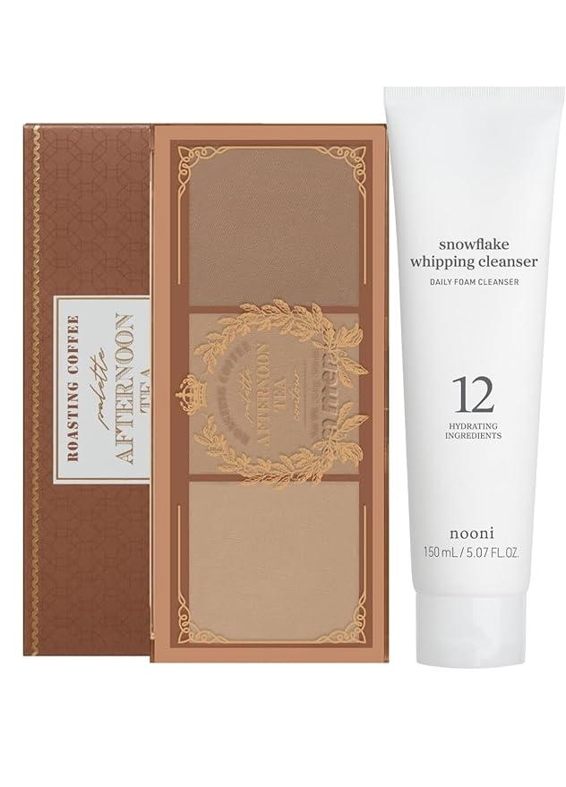 I'm Meme Palette - Afternoon Tea Contour | Roasting Coffee 0.4 Oz + NOONI Korean Facial Clenaser - Snowflake Whipping Cleanser 5.07 Fl Oz Bundle