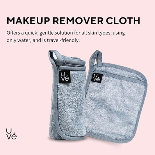UVe ERASE Makeup Remover Cloth, Reusable Microfiber Face Towel Removes Makeup with Just Water, Cleansing Face Washcloth, Soft and Gentle for All Skin Types