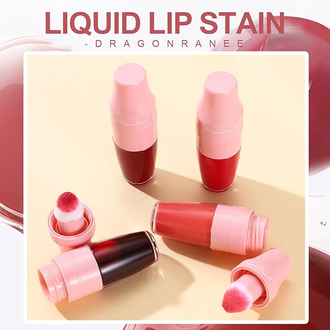 6PCS Shake It Lip Tint Stain Set, Multi-Uses Lip Gloss Lip Eyes Cheek Tint, Non Sticky Long Lasting Smooth Liquid Lipstick Eyeshadow Blush Set