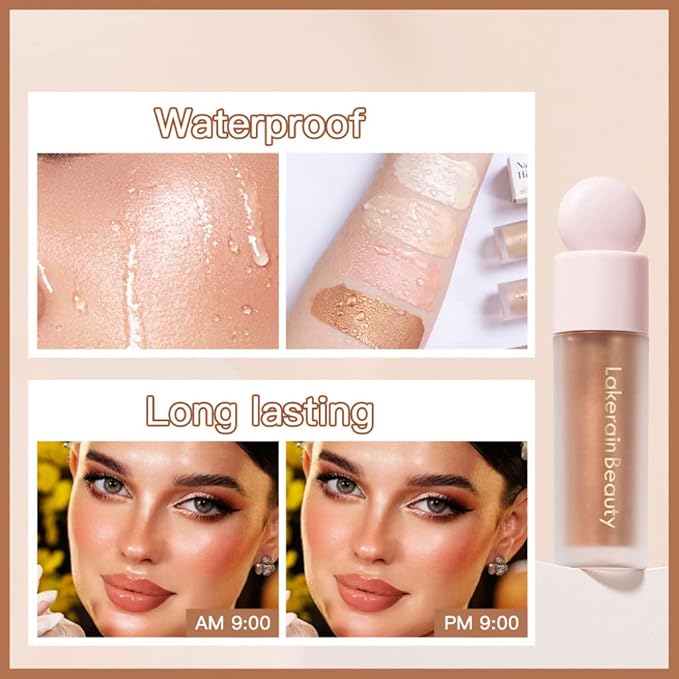 Liquid Highlighter Stick, Matte Finish, Cream Formula, 02#, Waterproof, Full Coverage, Body & Face Makeup