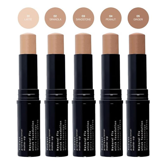 Radiant Professional Natural Fix Extra Coverage Stick Foundation - Full Coverage Waterproof Foundation & Contouring Stick - SPF 15 Paraben & Oil Free Matte Finish - 8.5 g - Tawny (06)