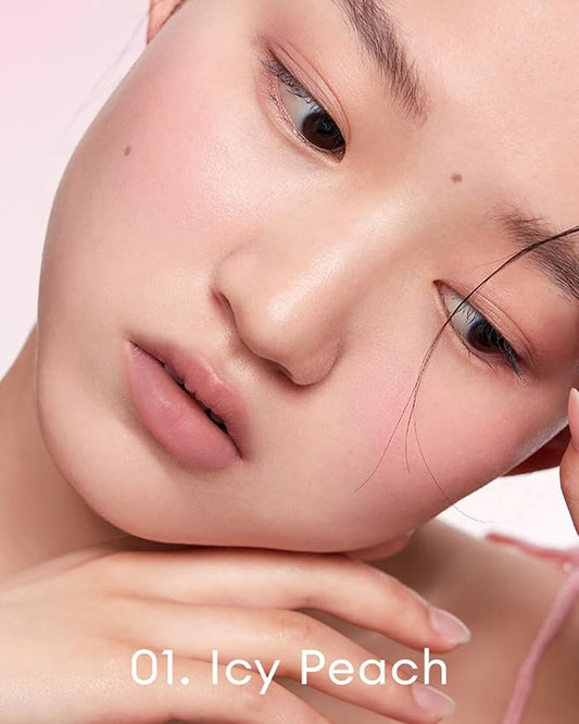 INTO YOU Liquid Blush for Cheeks, Water Sense Evolves Into Soft Fog Powder Matte and Natural Finish, Light and Comfortable Cream to Hold Makeup, Icy Peach(A01)