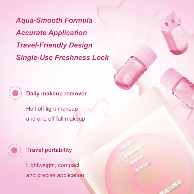 20Pcs Cleansing Oil Mini,Portable Natural Makeup Remover Oil,Nourishing and Gentle for All Skin Types,Rose,2 ml/0.07 fl.oz