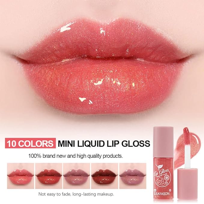 10 Color Lip Stain Set, Plumping Mini Liquid Lipstick, Korean Lip Gloss, Long Lasting, Non-Stick, Waterproof, High Pigment, Vivid Color Lip Tint Makeup