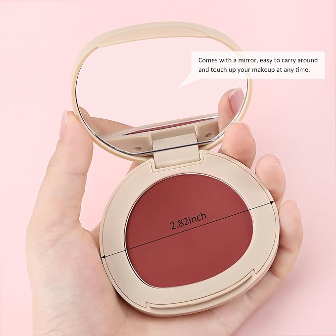 Boobeen Powder Blush Matte Single Color Blush, Pressed Blush Face Makeup Blusher High Pigment Blush for Colorful, Long-wear Glow, Natural Flush Tint for Cheeks (C07)