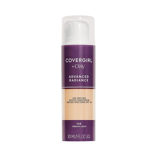 COVERGIRL Advanced Radiance Age Defying Foundation Makeup, Medium Light 135, 1 Ounce (packaging may vary)