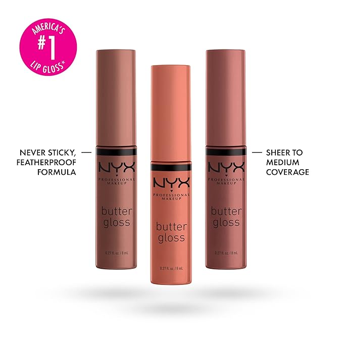 NYX PROFESSIONAL MAKEUP Marshmellow Smoothing Primer, Vegan Face Primer, 10-In-1 Skin Benefits & Butter Gloss Brown Sugar, Non-Sticky Lip Gloss - Pack Of 3