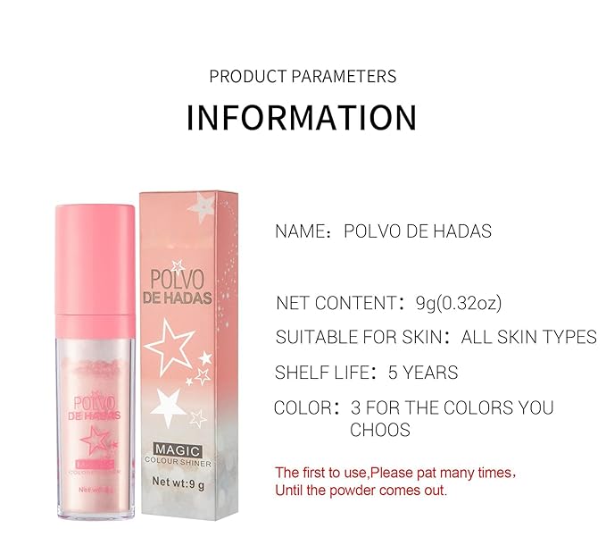 AKARY Body Glitter, Fairy Polvo De Hadas Shimmer Face Highlighter Powder & Blush Stick, Instant Glow Luminizer Duo, Glitter Face Hair High Gloss, Sparkle Smudge-Proof Highlighter Stick Party Makeup (#02 Fairy Pink)