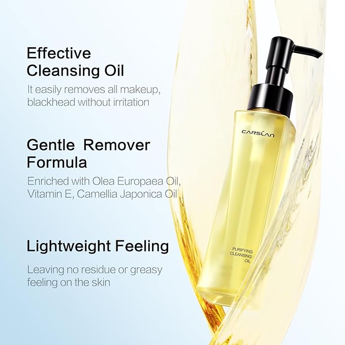 Purifying Cleansing Oil, Gentle Oil Cleanser with Olea Europaea and Vitamin E for Face, Lightweight Makeup Removing Cleansing Oil, 4.06 fl oz / 120ml