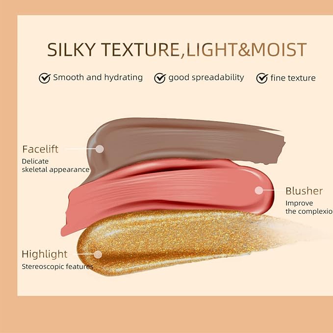 Liquid Blush Beauty Wand, Liquid Face Concealer Contouring Stick Matte Liquid Highlight Blush with Cushion Applicator Attached Easy to Blend Long Lasting Smooth Super Silky Cream Blush Stick (02#)