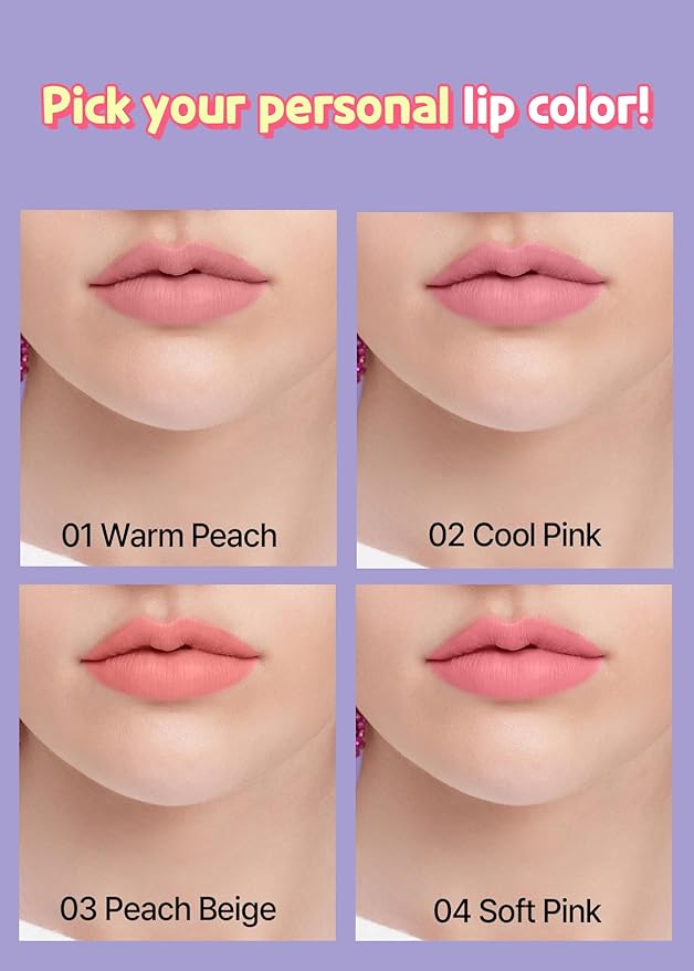 COLORGRAM Juicy Blur Tint 08 Cooling Strawberry + All In One Over-Lip Maker 01 Warm Peach Bundle