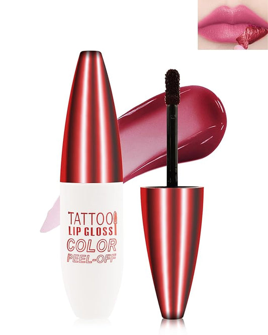 Peel Off Lip Stain - Pink Matte Lip Liner Stain Waterproof Long Lasting 24H, Highly Pigmented Lip Tattoo Peel Off Lip Tint Stain, Transfer-Proof and Non-Stick Cup, Liquid Lip Gloss Makeup for Women-01