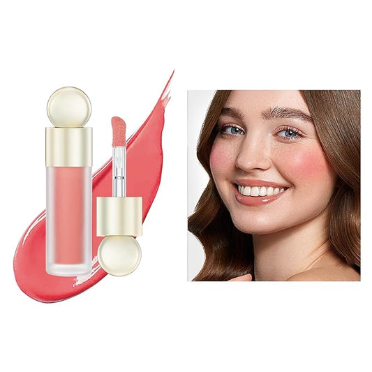 KWOLYKIM Liquid Blush, Soft Velvet Cream Blush For Cheek, Dew Finish Skin Tint Blush Makeup For Eye, Lips & Cheek Long Lasting & Moisturizing Natural-Looking Peach Pink