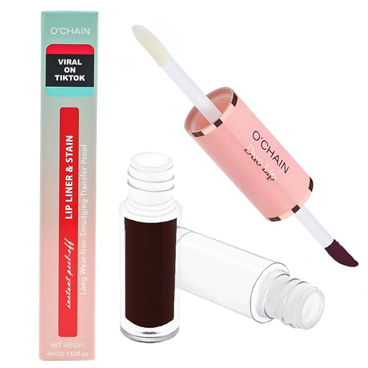 O'CHAIN Peel Off Lip Stain & Lip Liner Masque – Velvet Matte Finish Long Lasting Waterproof and Transfer Proof Lip Tint, with Moisturizing Formula Oil for Soft, Hydrated Lips (05 CHIC)