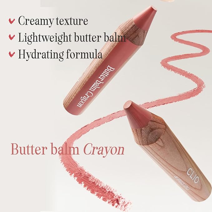 CLIO Butter Balm Crayon, 2-in-1 Lip and Cheek Tint, Buildable Lightweight Cream Blush, Crayon Lipstick Makeup (008 POP-ART BERRY, One Size)