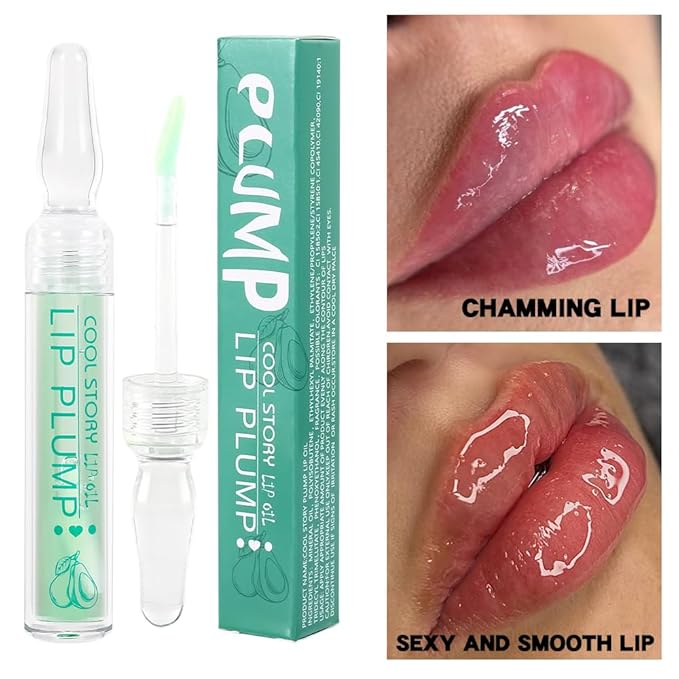 COOL STORY Lips Plumping Lip Gloss for Women, Lip Oil Moist Avocado Flavor