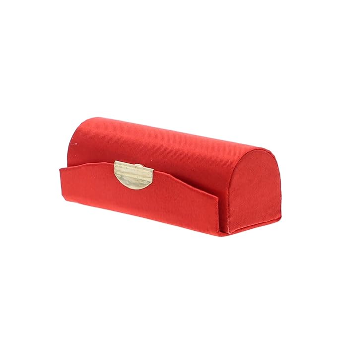 Red Solid Satin Ladies Lipstick Case With Mirror Purse Holder Set of 2