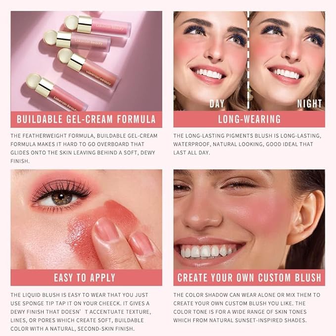 Velvet Liquid Blush, Natural Matte Finish Looking, Dewy Cheek Tint, Soft Cream Face Blush,Moisturizing Lightweight Blendable Feel,Long-Lasting 0.25 oz/7.5ml (03#)