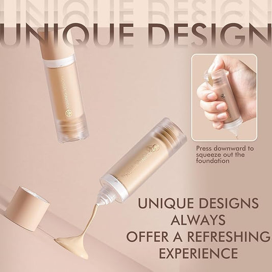 YOUNG VISION Water-Based Liquid Foundation – Full Coverage, Lightweight Makeup for Oily and Combination Skin, Natural Matte Finish, Waterproof and Sweat-Resistant,1.35 fl oz