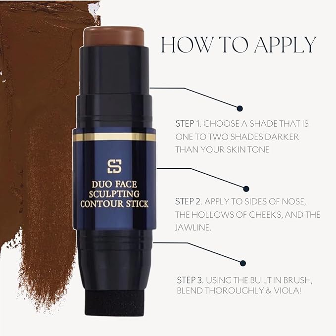 Duo Face Sculpting Contour Bronzer Stick, Dual-Use Applicator for Perfect Sculpt & Blend, Natural Finish, .32 Ounce (Coffee)