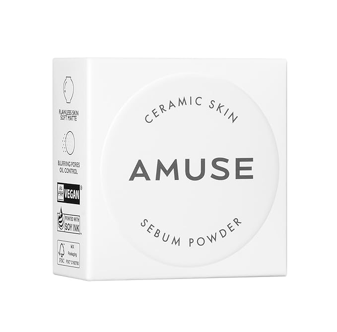 AMUSE SEOUL NEW Ceramic Skin Sebam Powder 2 Colors (Clear/Violet)】 Amuse Nosebum Pores & Sebum Cover Texture Cover Smooth Skin Adhesion Base Makeup Finish Powder Korean Cosmetics Vegan Wonyon
