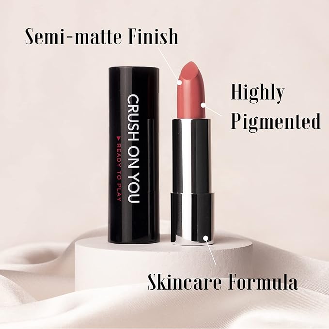 Snow Kissed Beauty Duo: READY TO SHINE CRUSH ON YOU Lipstick 301 & Snow Bright Contour Highlight Blush Makeup Palette