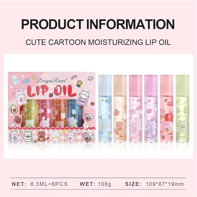 6PCS Roll On Lip Gloss Set, Fruit Flavored Lip Gloss Set Glossy Lip Make-up for Kids and Teens, Non Toxic, Kid Friendly, Party Gift, Best Friends