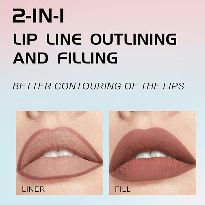 YOUNG VISION Gourd-Shaped Precision Liquid Lipstick & Lipliner - Nude Matte Perfection