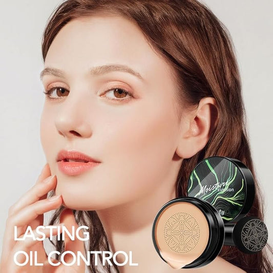 Mushroom Head Air Cushion CC Cream Foundation, Moisturizing Concealer BB Cream Nude Long Lasting Matte CC Cream Makeup Liquid Foundation (2-3 Natural)