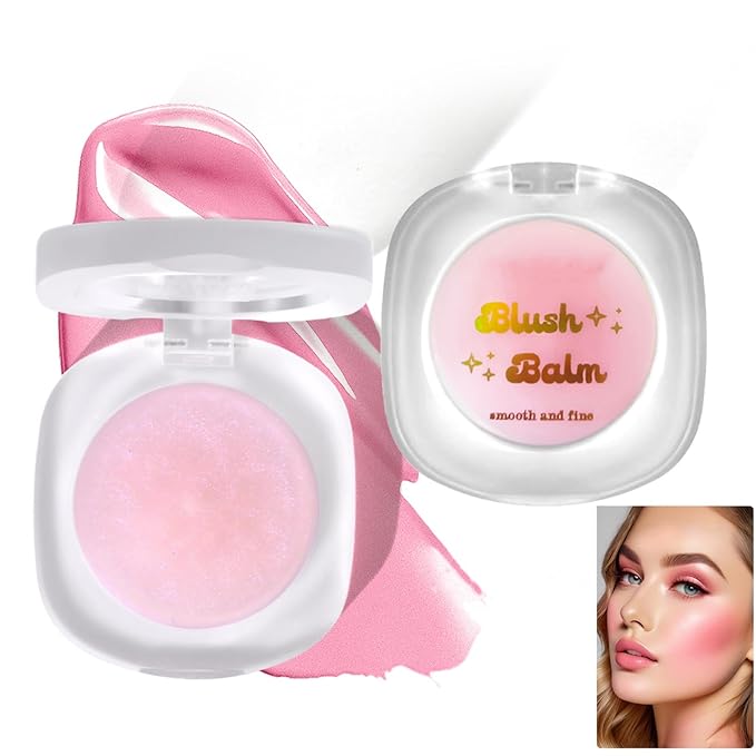 Color Changing Blush,Magical Temperature Change Powder Blusher Cream For Cheeks ,Eyes And Lips Tint Makeup,Lasting Moisturizing Rouge, Brightening, High Gloss Black Powder Blusher Cream (#01 Pink)