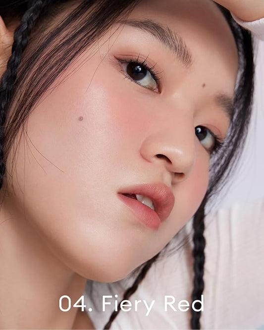 INTO YOU Liquid Blush for Cheeks, Evolves into Soft Fog Powder Matte Finish, Light and Comfortable Cream Blush to Hold Makeup, Red(A04)