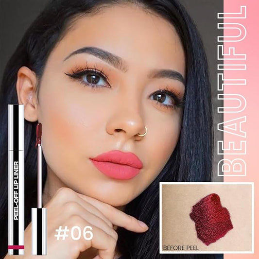 Peel Off Lip Gloss - Peel Off Lip Stain Tattoo, Pinkish Red Matte Lip Tint, Long Lasting & Waterproof, Transfer-Proof Lip Gloss for All Skin Types Stay Lip Makeup, 06
